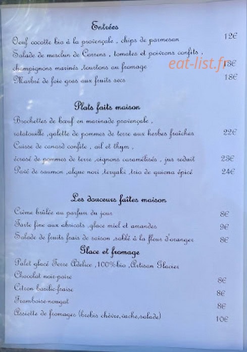 Restaurant Jeanot — carte page 1