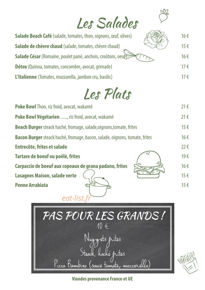 Beach Café — carte page 4