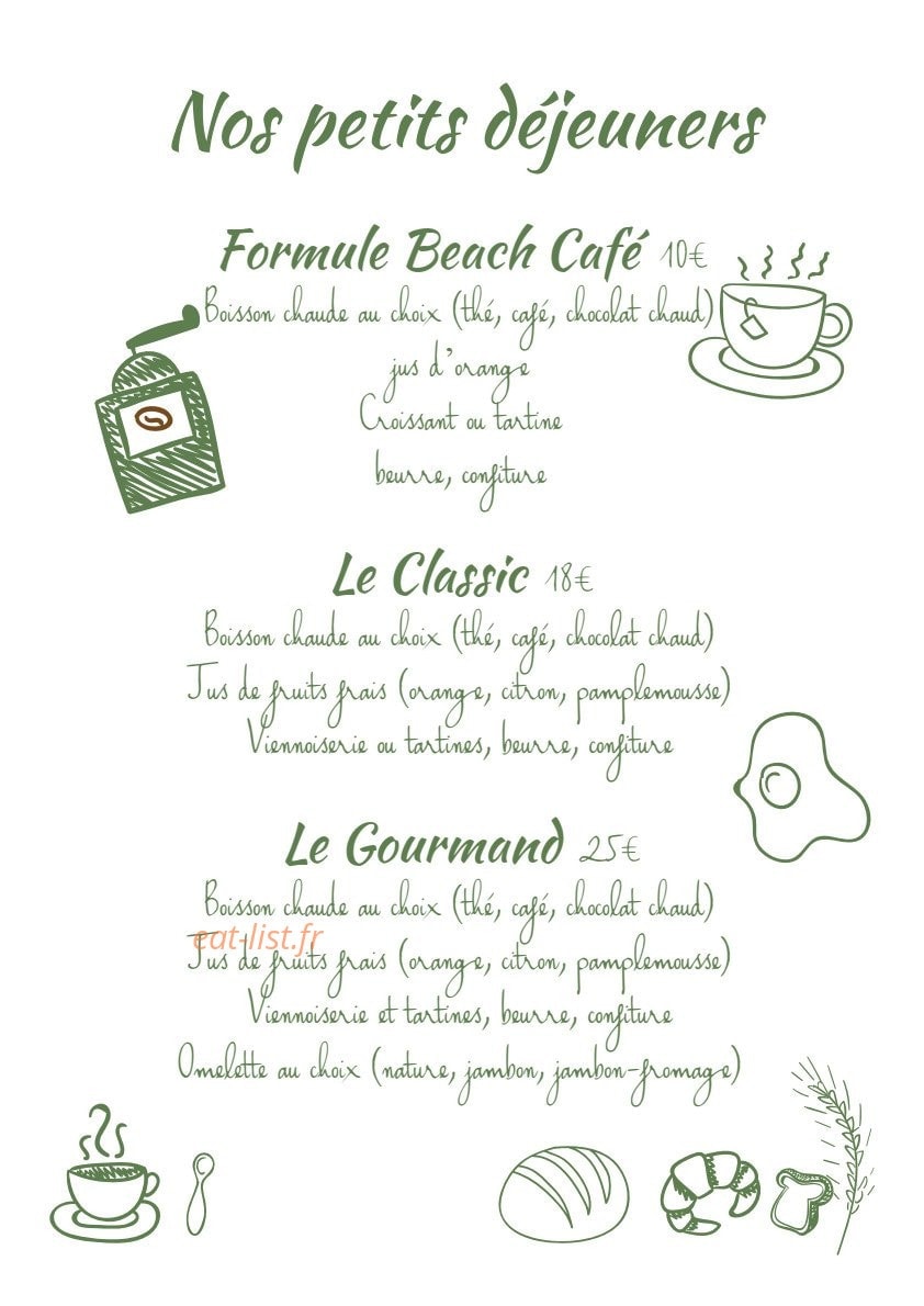 Beach Café — carte page 2