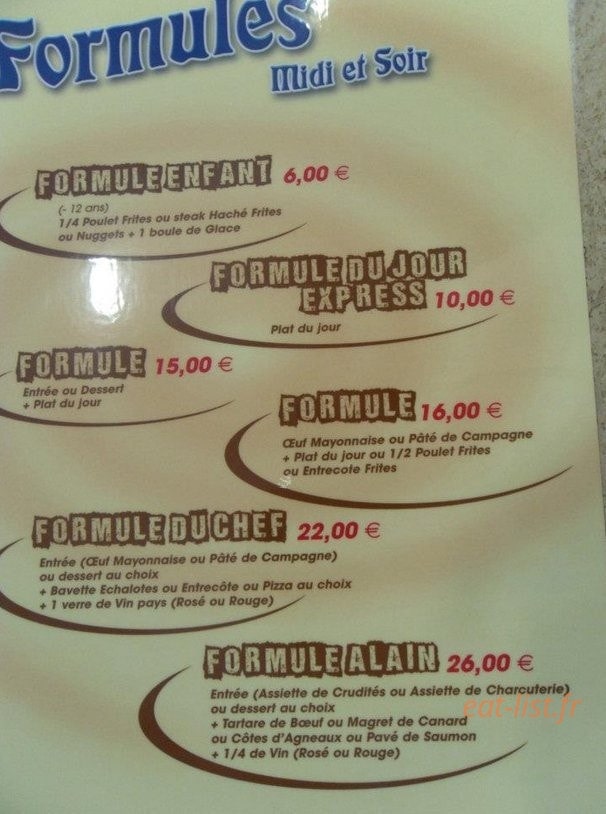 Pizza Alain — carte page 1