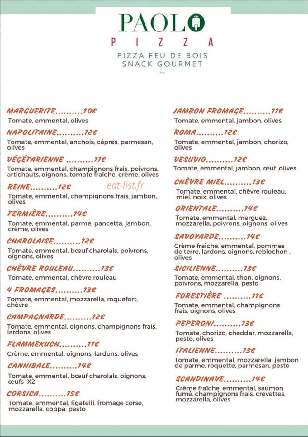Paolo pizza — carte page 1