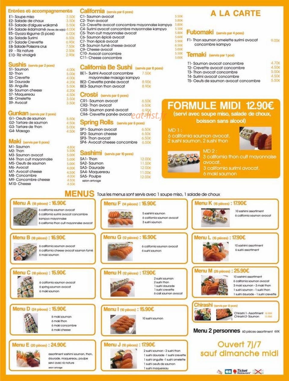 Be Sushi — carte page 1