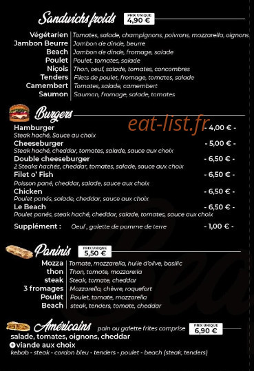 Beach Burger — carte page 4