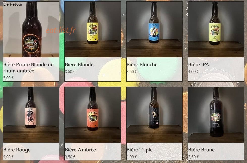 Bière de l'Aréna — carte page 1