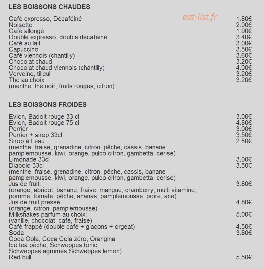 Brasserie Pizzeria Vesuve — carte page 4