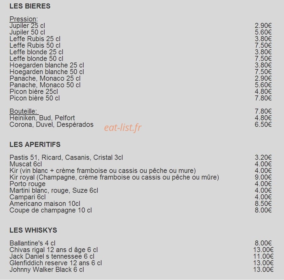 Brasserie Pizzeria Vesuve — carte page 5