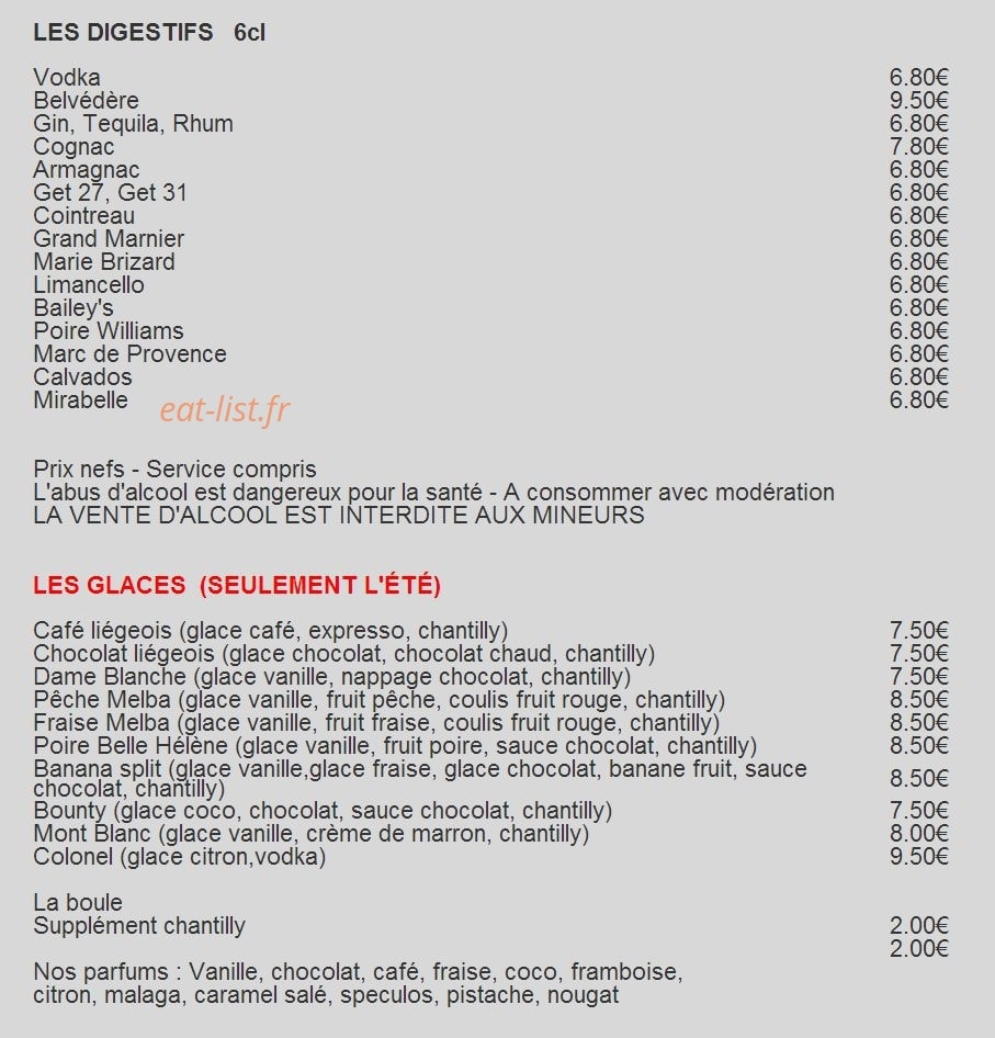 Brasserie Pizzeria Vesuve — carte page 6