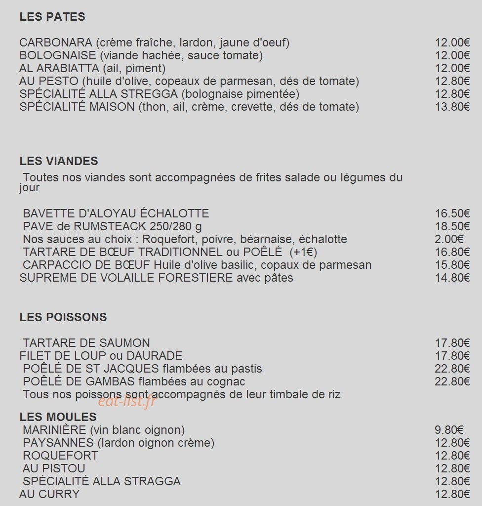 Brasserie Pizzeria Vesuve — carte page 2