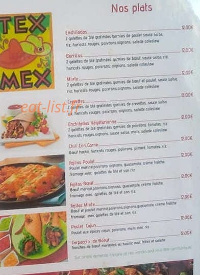 Chilly's — carte page 2