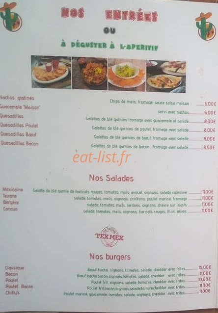 Chilly's — carte page 1