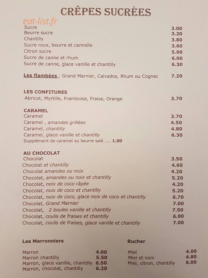 Crêperie Cadet Rousselle — carte page 3