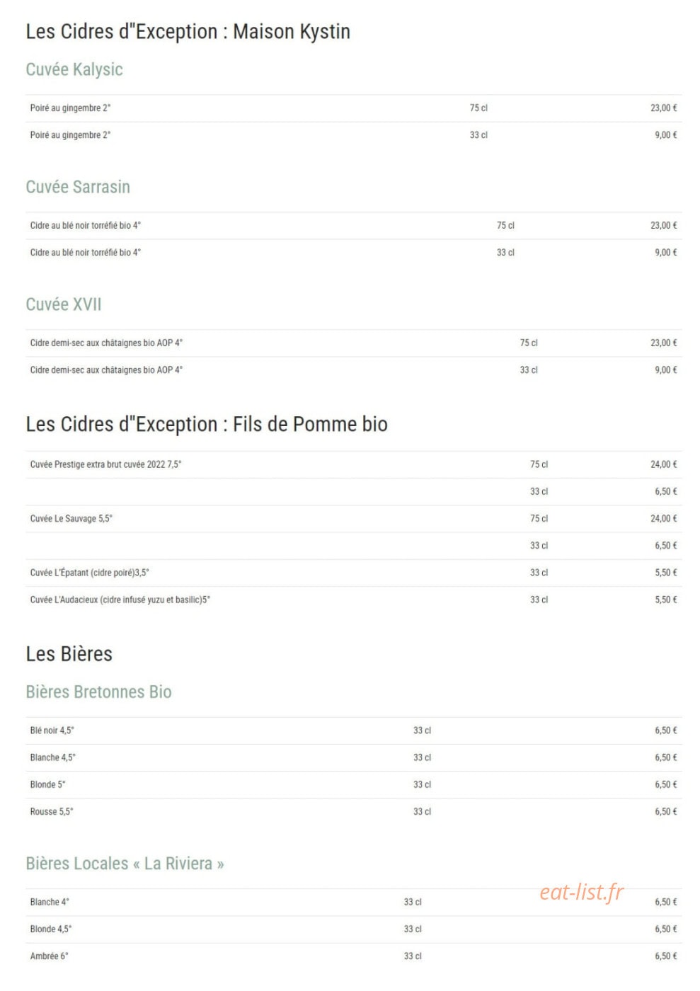 Crêperie l’Évidence — carte page 5