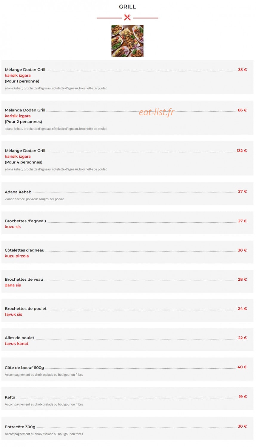 Dodan Grill — carte page 2