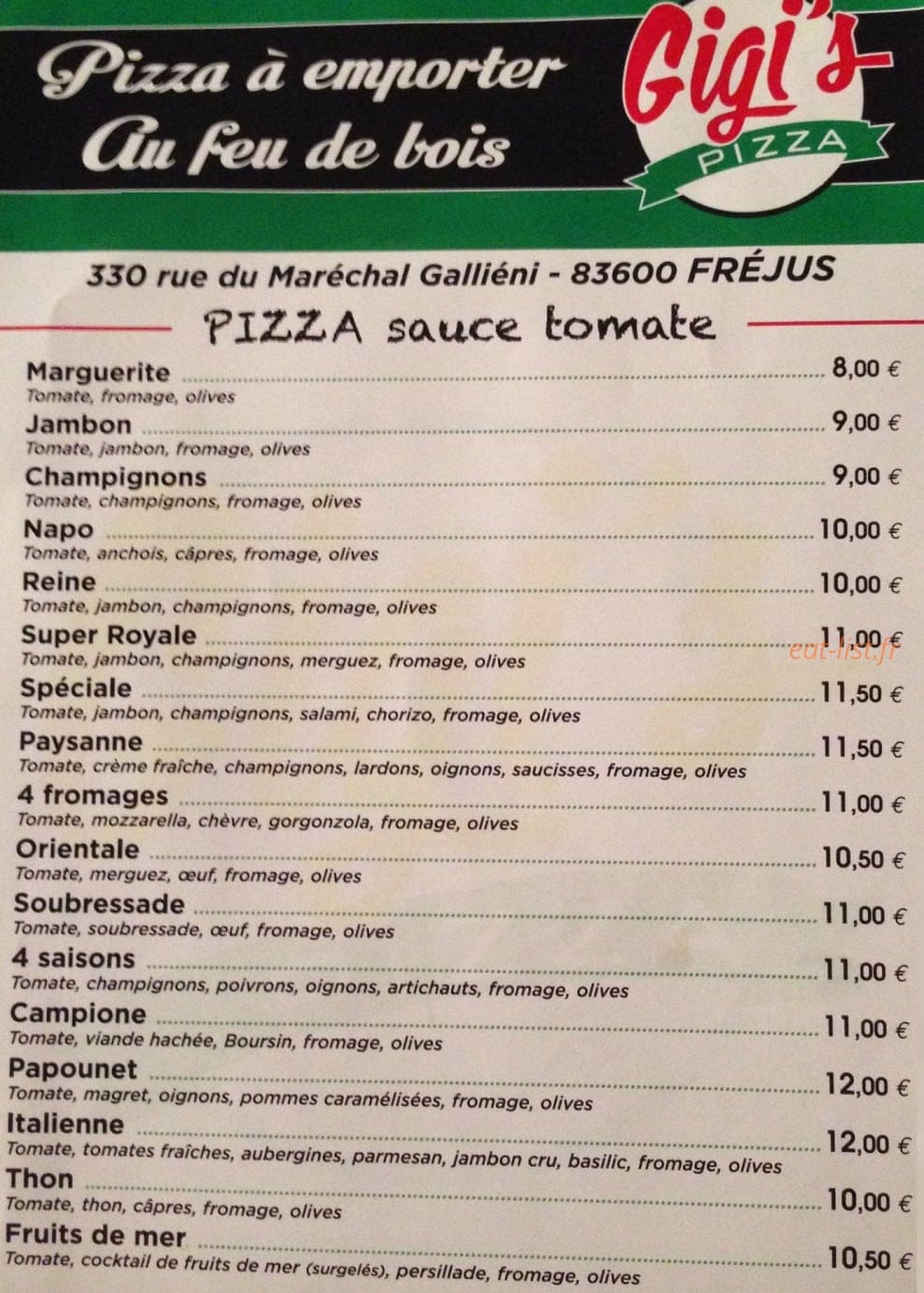 Gigi's — carte page 1