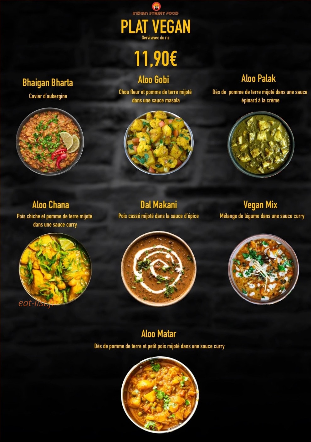 Indian street Food — carte page 1