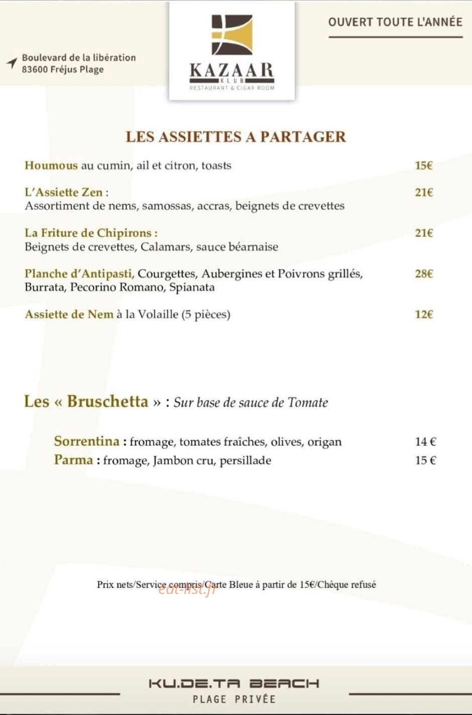 Kazaar Klub — carte page 1