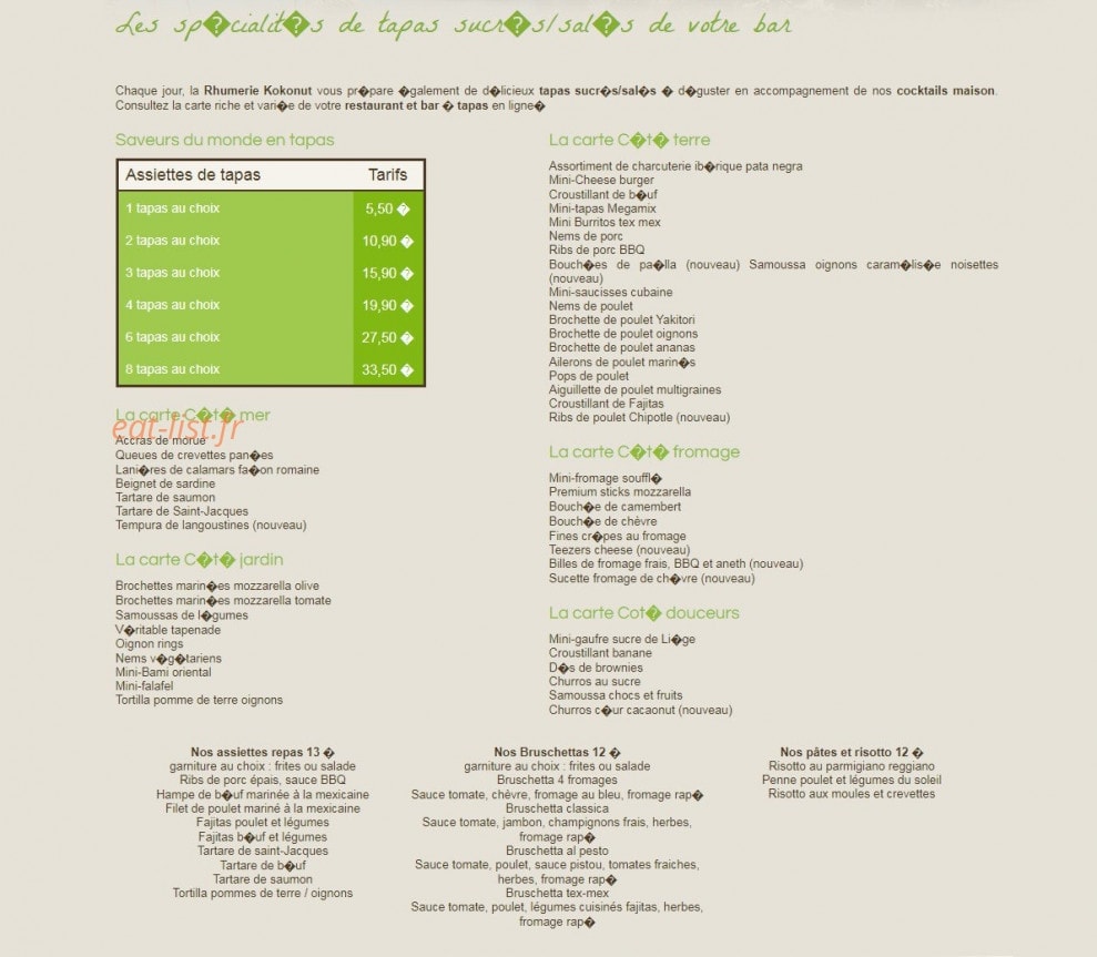 Kokonut — carte page 7