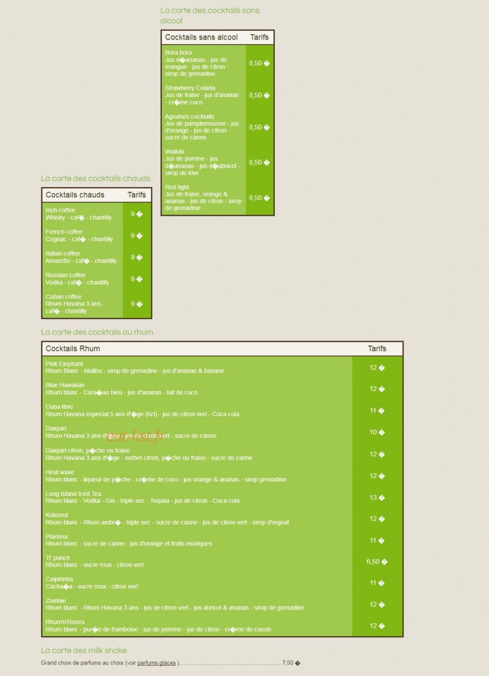 Kokonut — carte page 3