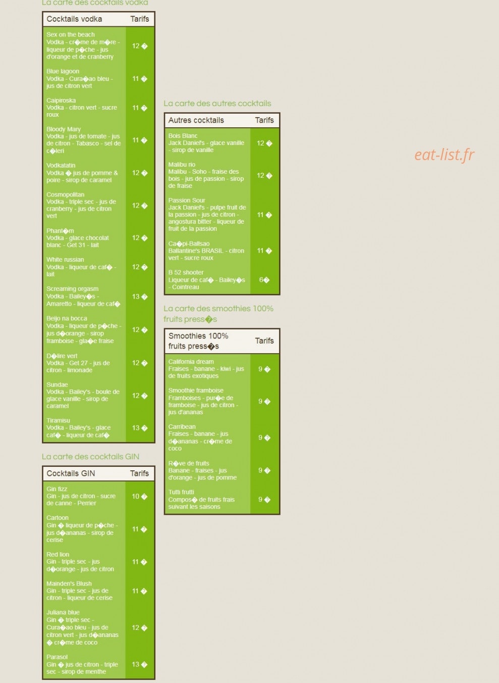 Kokonut — carte page 2
