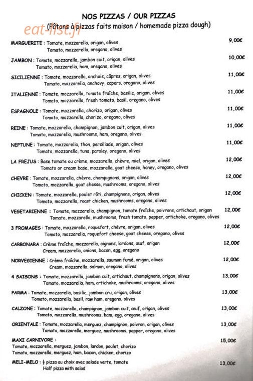 L'Aile ou la Pizz' — carte page 1
