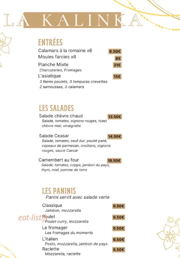 La Kalinka — carte page 1