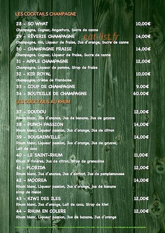 La Palmeraie — carte page 8