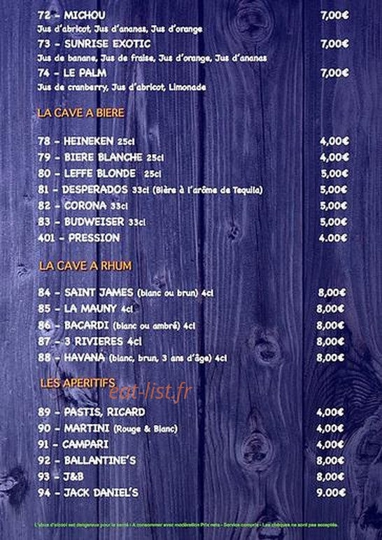 La Palmeraie — carte page 6