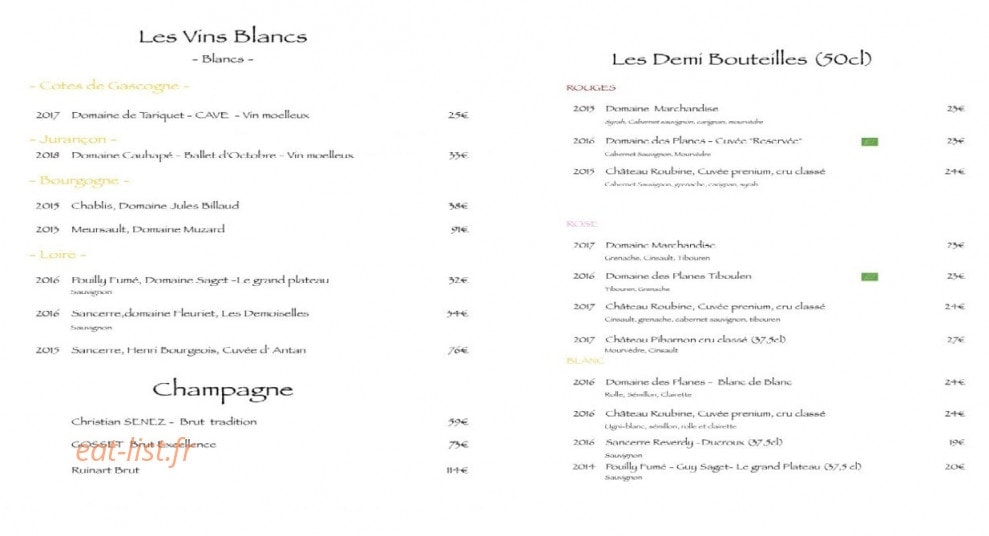 Le Dit Vin — carte page 5