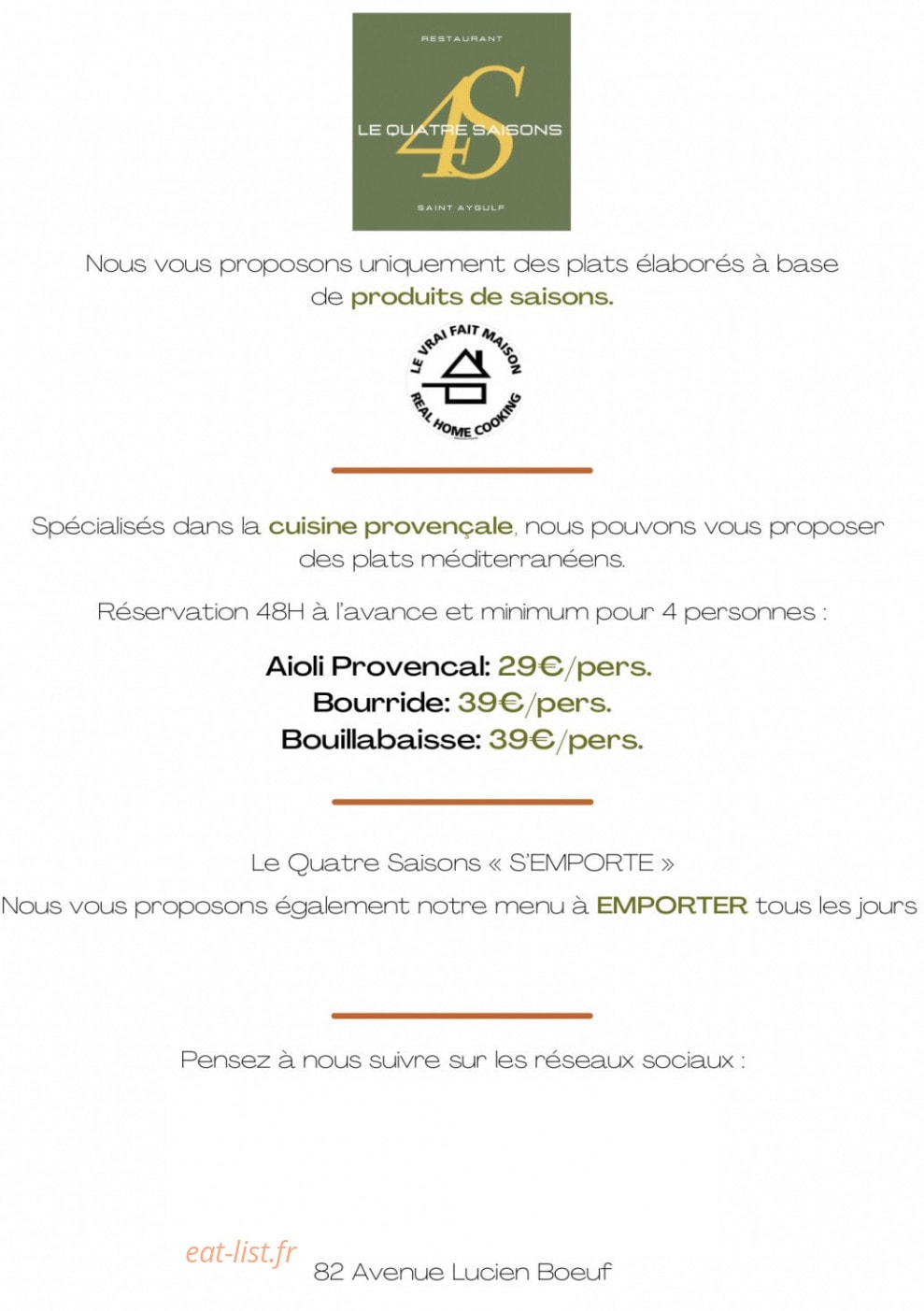 Le Quatre Saisons — carte page 2