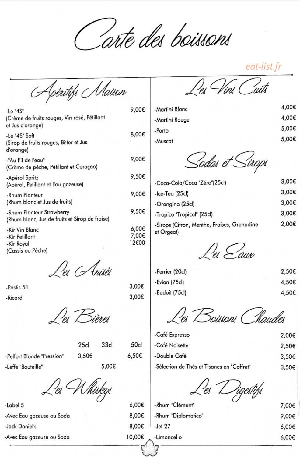 Le Quatre Saisons — carte page 3
