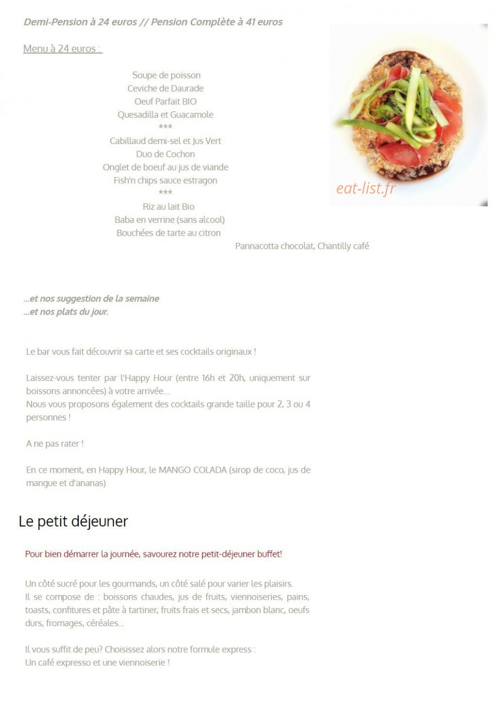 Les Palmiers — carte page 1