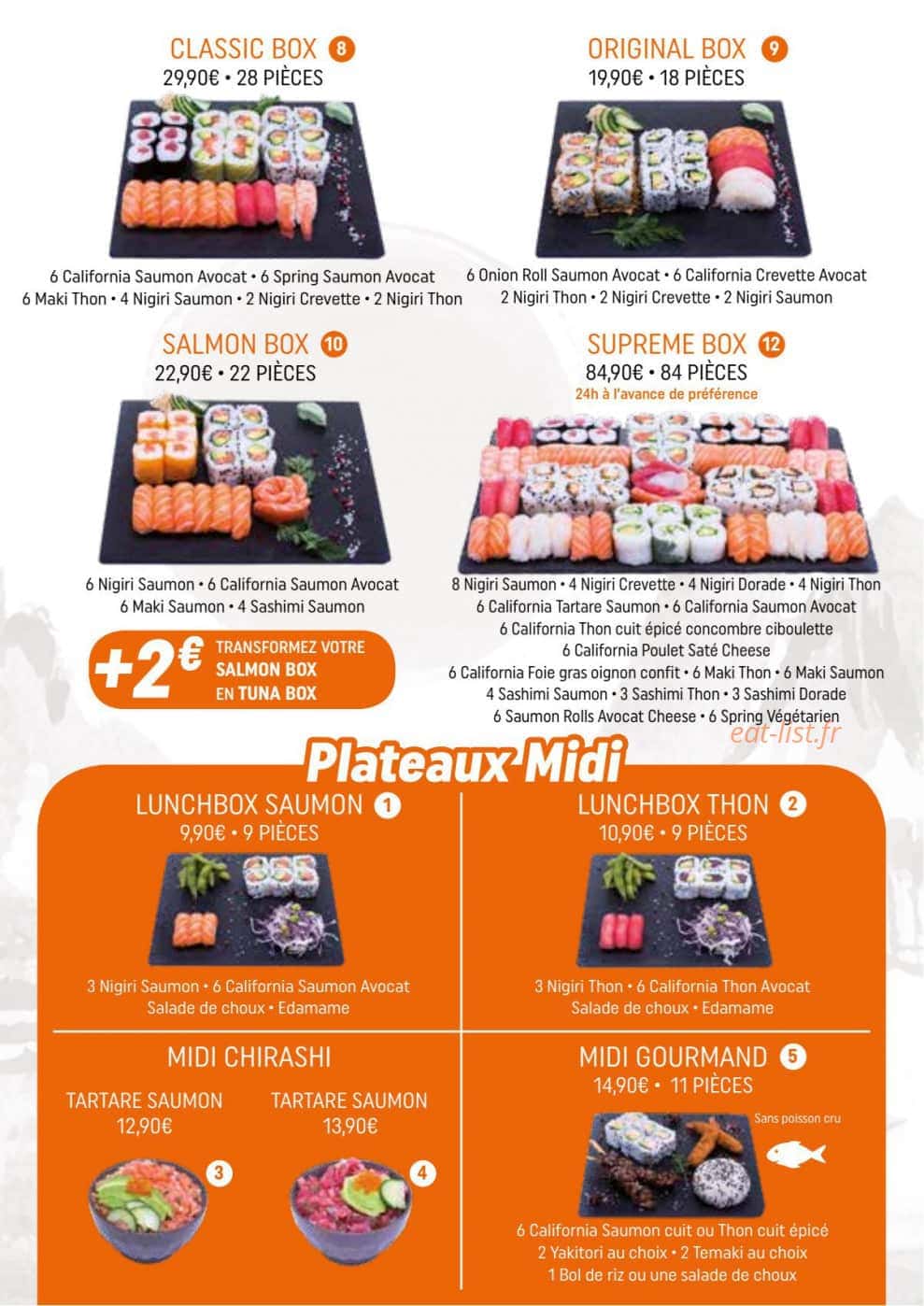 M sushi — carte page 3