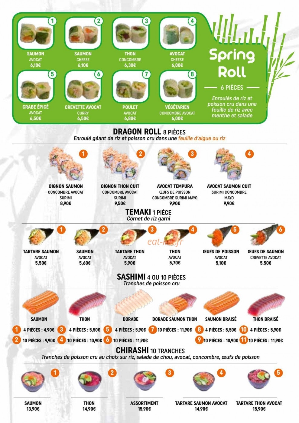 M sushi — carte page 6