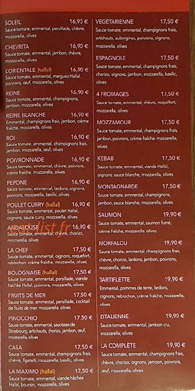 Pizza Casa — carte page 3