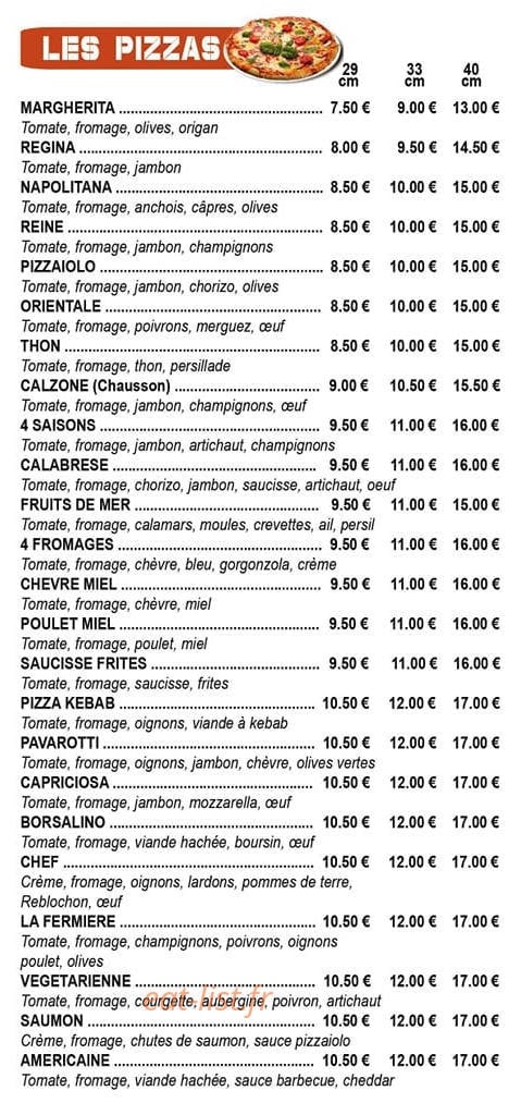 Pizza delice — carte page 2