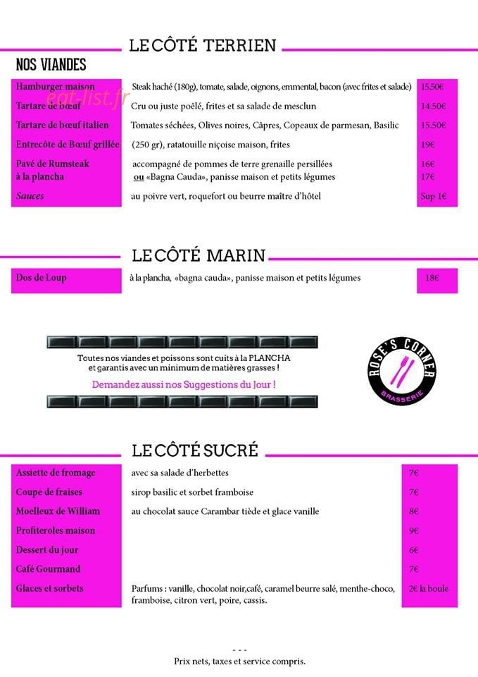 Rose's Corner — carte page 2