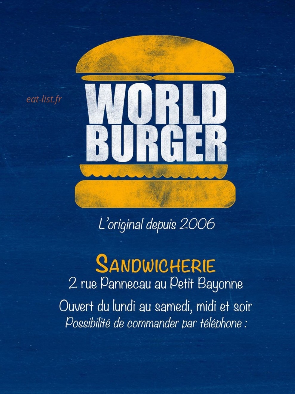 World Burger — carte page 1