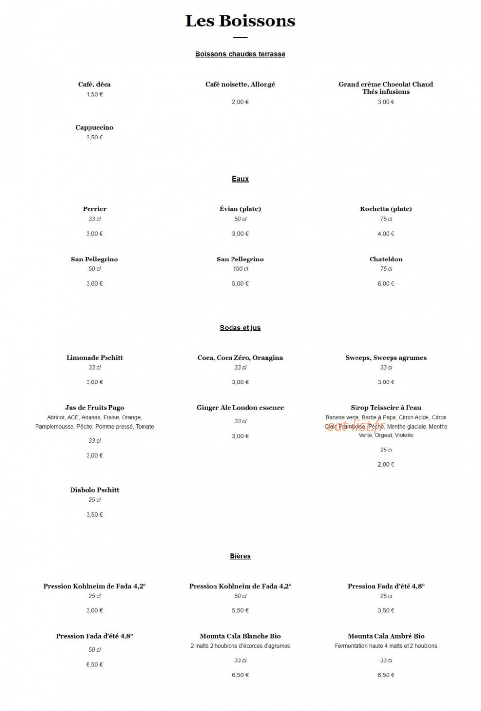 Au relais du Sommelier — carte page 3