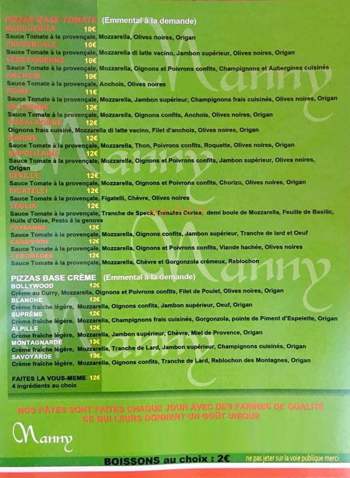 Nanny Pizza — carte page 2