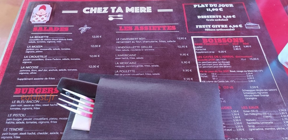 Chez Ta Mere — carte page 1