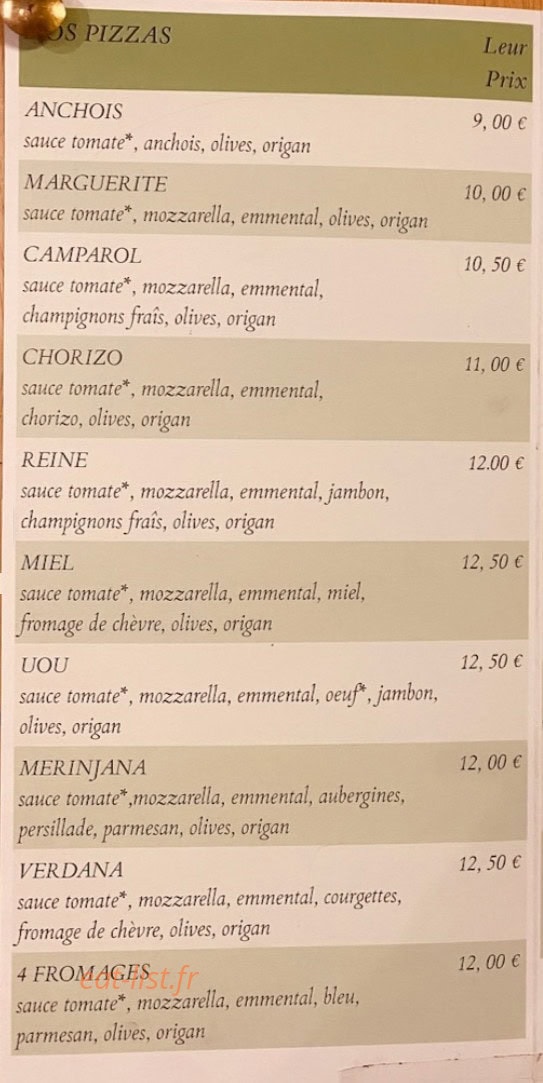Pizza Les Uchanes — carte page 1