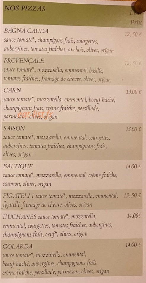 Pizza Les Uchanes — carte page 2