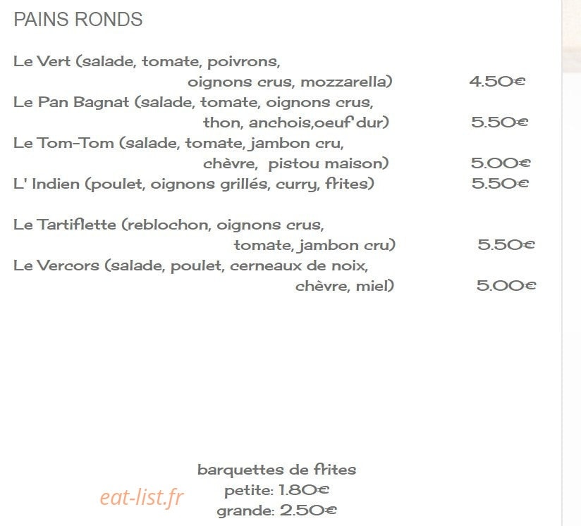 Snack A La Folie — carte page 2