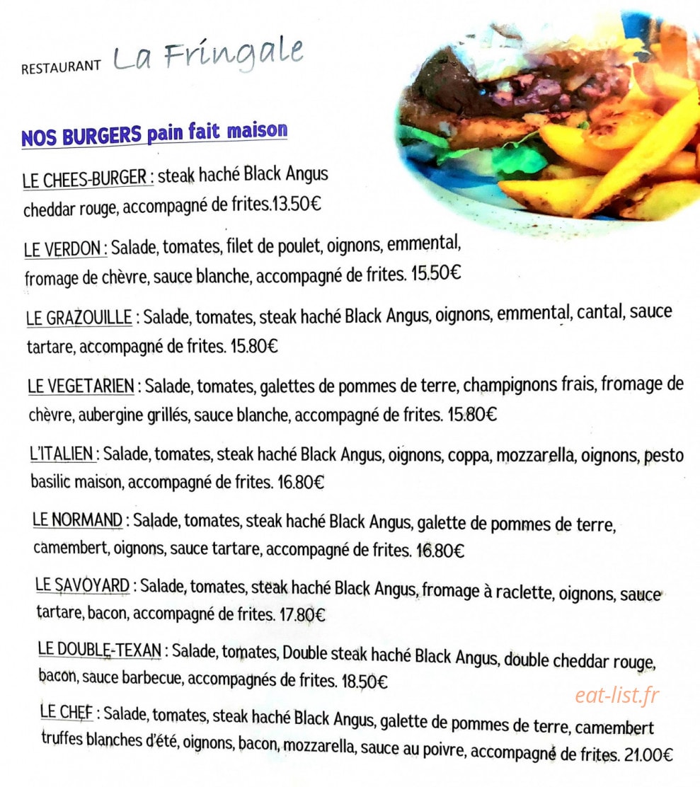 La Fringale — carte page 1