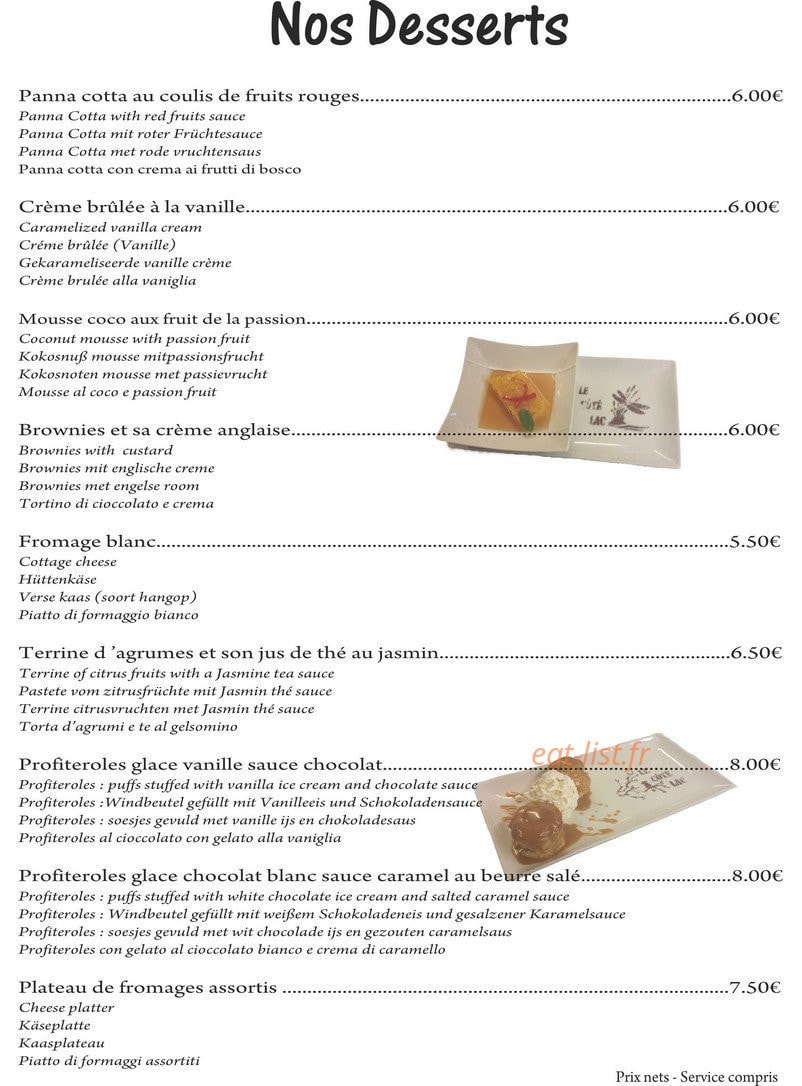 Le Côté Lac — carte page 4