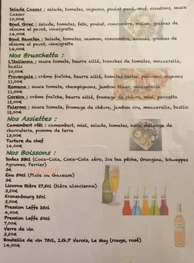 Pizzeria L'ermitage — carte page 2