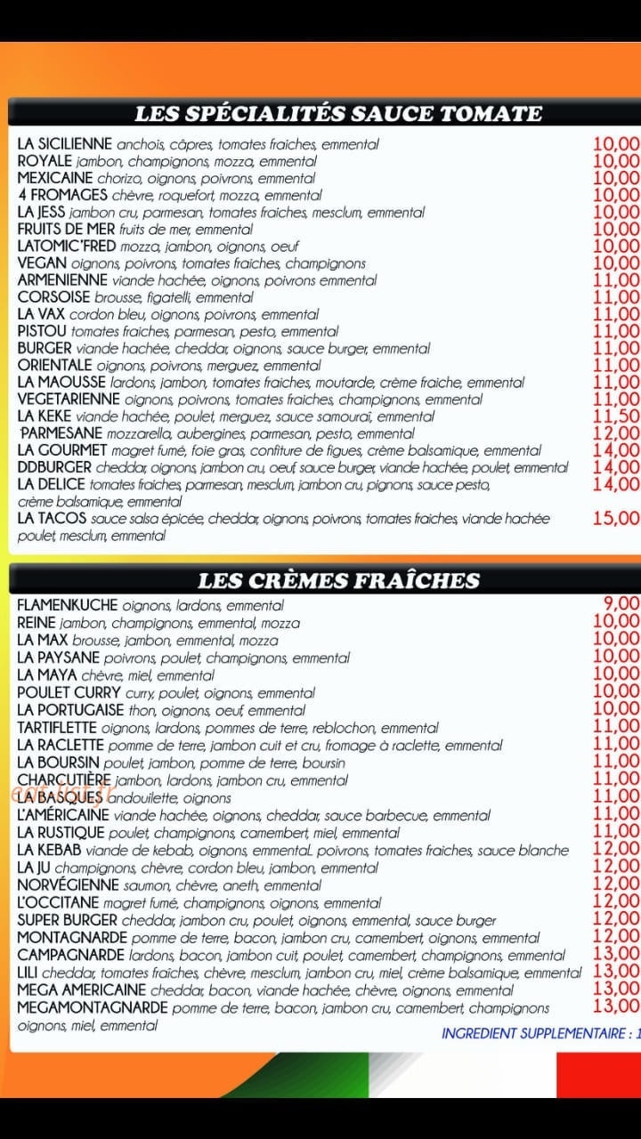 Pizza KéKé — carte page 1