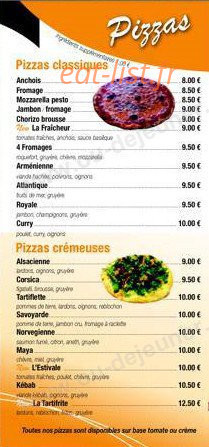 Pizzeria La Baume Bleue — carte page 2
