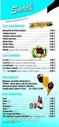 Pizzeria La Baume Bleue — carte page 4