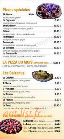 Pizzeria La Baume Bleue — carte page 3